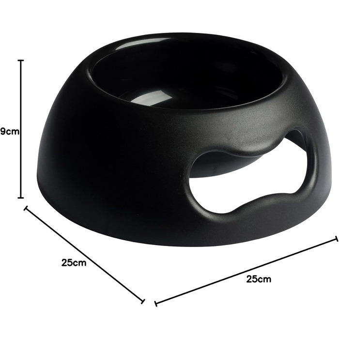 Миска для собак UNITED PETS Pappy, екологічна, Made in Italy, 1100 мл, чорна, для середніх собак