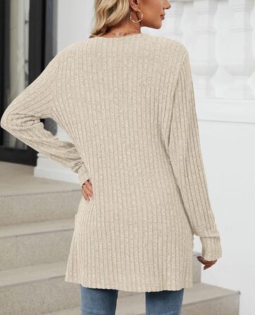 Кардиган жіночий Strickjacke Eegant бежевого кольору, розмір XXL. Теплий в'язаний кардиган з кишенями, еластичний трикотаж.