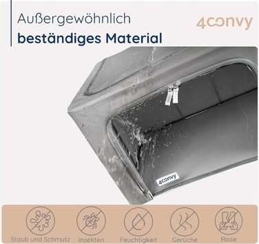 Sturdy Foldable Clothes Storage Box with Zipper, Metal Frame - [2024 IMPROVED MATERIAL] Duvet Storage Bag - Stable Storage Box for Clothes - (Dark Gray, 3x66L)