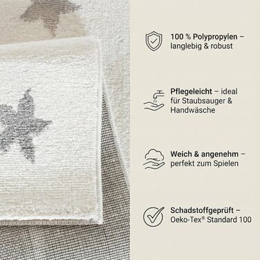 Дитячий килим Kinderteppich DOTS бежево-рожевий 80x150 см, Öko-Tex, для дівчаток, в дитячу кімнату