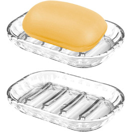 Миски для мила 2 шт. з пластику, самозливні, 13×8.8 см, неслизькі, для ванної, кухні, душу