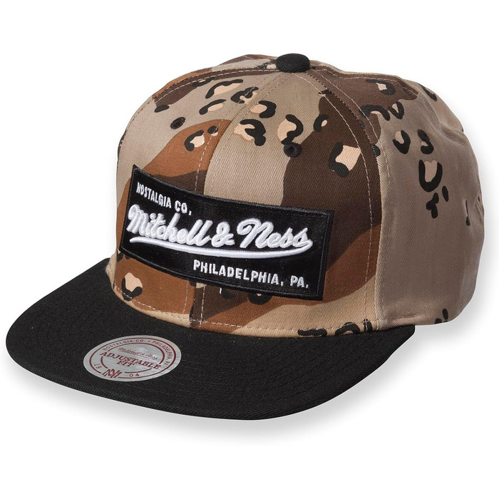 Кепка Mitchell & Ness 2 Tone Box Logo Flat Visor Snapback, Desert Storm Camouflage