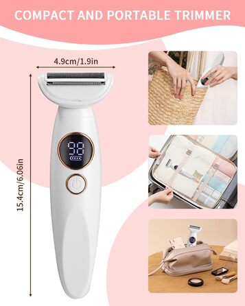 Електричний жіночий тример 5-в-1 для тіла, бікіні, брів та носа. З USB-станцією. Білий