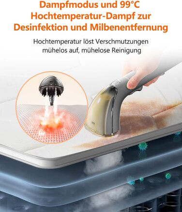 Пристрій для чищення м'яких меблів Uwant B200, 1900W, з функцією пароочищення | Для килимів, диванів, штор, одягу