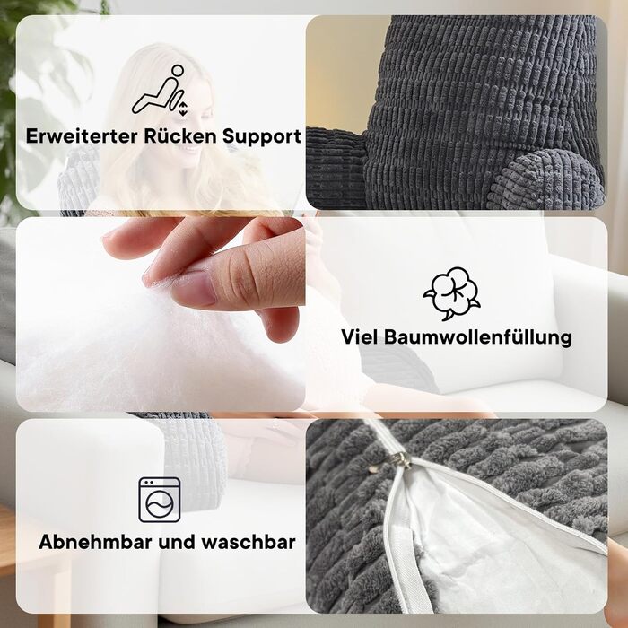 Підлогове крісло-мішок з підтримкою спини для читання, відпочинку та перегляду телевізора, підходить для дорослих