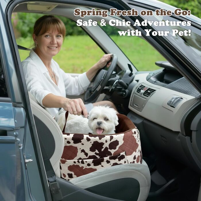 Автокрісло для собак iPetba - безпечне та зручне автокрісло для маленьких собак, захист від зіткнень, антиковзаюча поверхня, захист салону авто, знімне та миється, зелено-коричневе