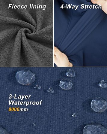 Жіночий софтшеллова жилетка 33000ft з капюшоном та флісовою підкладкою, водонепроникна та вітрозахисна, з 5 кишенями для їзди на конях, бігу та походів (4XL, Синій)