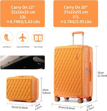 Набір валіз Sea Choice: 3 валізи (55/65/75 см) + косметичка, білий, з TSA-замком