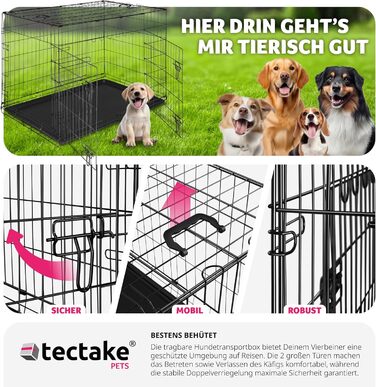 Транспортний вольєр для собак Tectake®: стабільний, розкладний, для колір, цуценят, в багажник, авто, кемпінг, квартира - 108 x 71 x 76 см