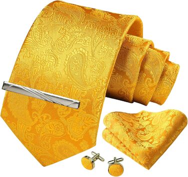 Набір краватка, нагрудна хустинка, краваткові затискачі, запонки з квітковим візерунком Paisley для чоловіків. Подарункова коробка