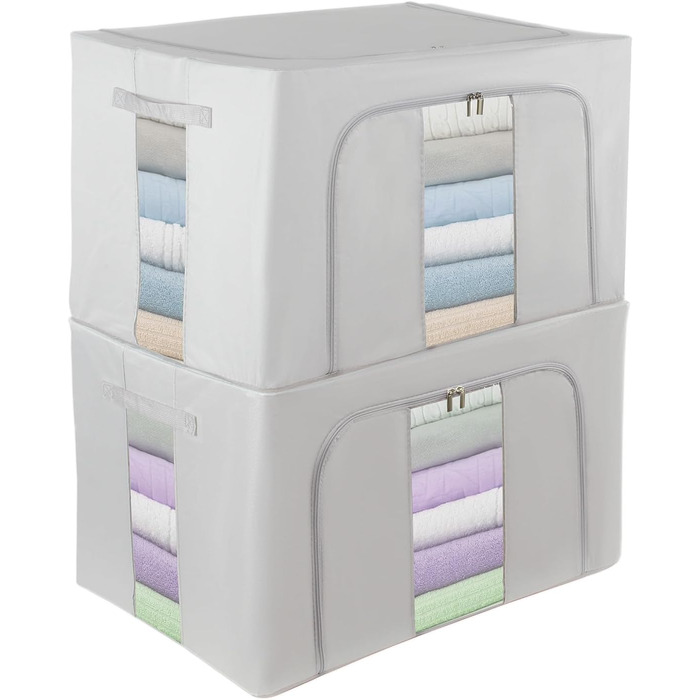 Органайзер для зберігання речей Womanht 2 шт. з металевим каркасом, сірий (24L)