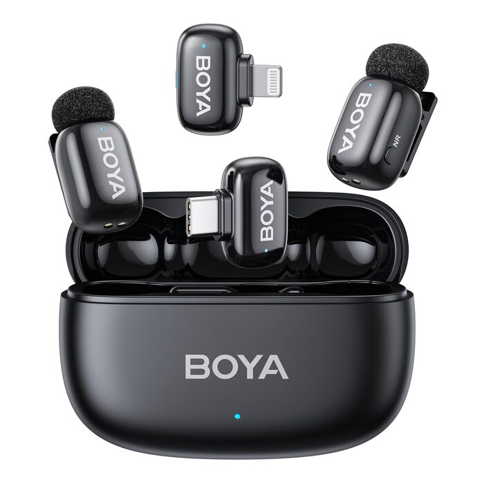 BOYA MINI 2 - Портативний мікрофон з USB-C, 48kHz/24Bit, 100м, 30год, для iPhone, Android, Vlogging, YouTube, інтерв'ю (2TX+2RX, Type-C&Lightning)