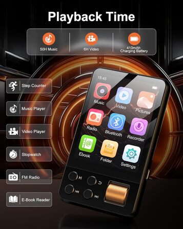 MP3 плеєр Hi-Res 64GB з Bluetooth 5.3, DSD DAC, підтримкою FLAC, 2.8