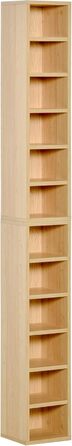Комплект HOMCOM з 2 стелажів для CD/DVD, 6+6 полиць, 21x19x88 см, до 160 CD, колір бук бежевий, шафа для зберігання дисків