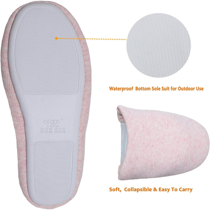 Чоловічі та жіночі бавовняні тапочки для дому ofoot, літні, зручні, з піною Memory, антиковзаюча підошва, 40/41 EU, рожеві