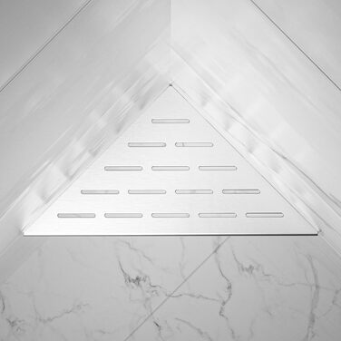 Bernkot Eck Duschregal, Edelstahl 304 Bathroom Shelf for Tiled Walls, Recessed Shelf for Bathroom Renovation (Brushed, 254mm - 2 Pack)