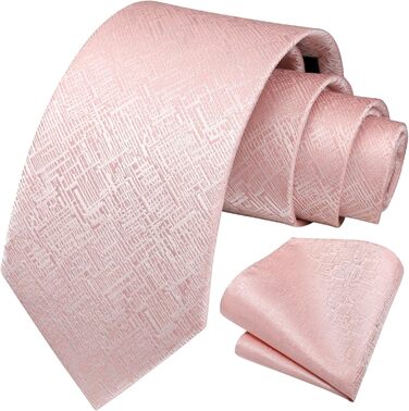 Краватка для чоловіків Hisdern однотонна формальна краватка з нагрудним хустинкою, комплект. Класичний стиль, для весілля, ділових зустрічей, вечірок (Рожевий)