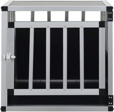 Транспортна переноска для собак у машину, клітка-переноска для собак, переноска для собак у машину з однією дверцятами з алюмінію та MDF, 54 x 69 x 50 см (Ш x Г x В), срібна