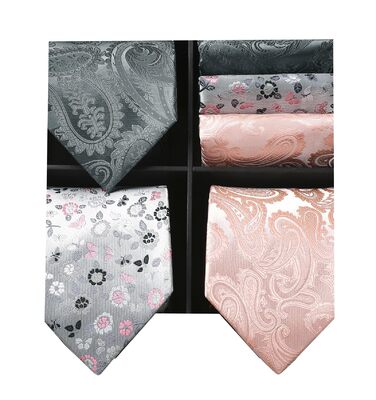 HISDERN Комплект краваток для чоловіків (3 шт.) Класичні краватки та нагрудні хустинки з шовку для весілля, свята. Розмір універсальний