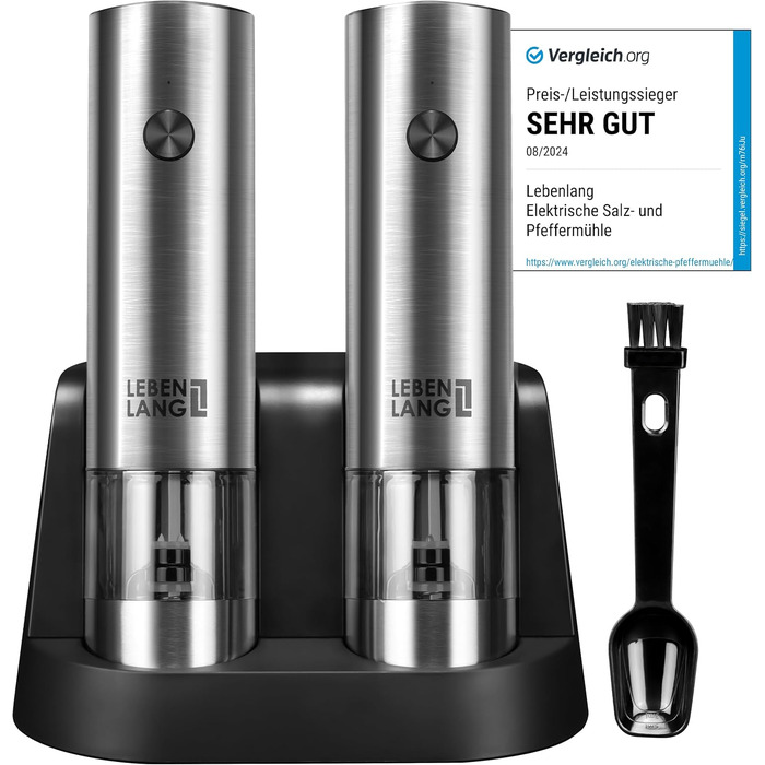 Electric Salt and Pepper Grinder - Rechargeable & Many Accessories | Battery Set | Pepper Dispenser Pepper and Salt Grinder for Coarse Salt