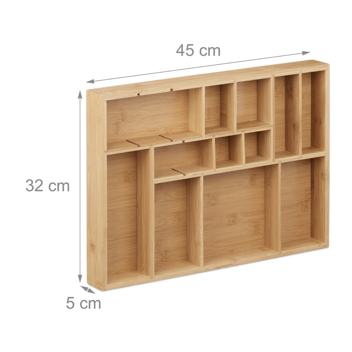 Relaxdays Bamboo Drawer Insert, Adjustable
