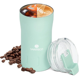 Термокружка SANTECO 350 мл з нержавіючої сталі 18/8, подвійні стінки, ізольована, з кришкою, не містить BPA, темно-зелена
