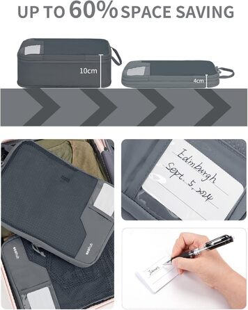 Органайзери для валізи ECOHUB (набір 4 шт.) з мішками для пакування, з тегами, з перероблених матеріалів, для рюкзака та валізи, з міцною сіткою, набір для подорожей