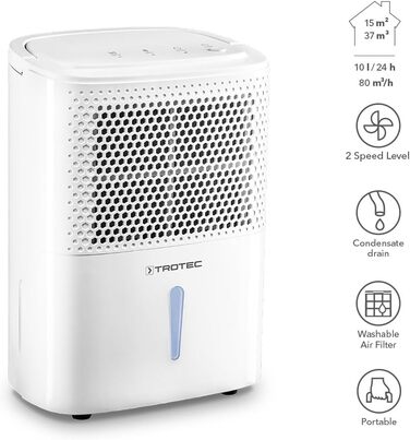 Електричний осушувач повітря Trotec TTK 26 E – продуктивність 10 л/день – площа 15 м² / 37 м³ – з автовимкненням