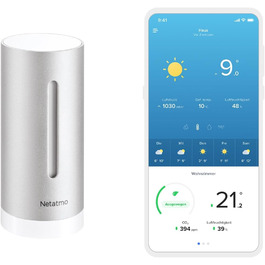 Netatmo Додатковий розумний внутрішній модуль для метеостанції, сріблястий, без батарей