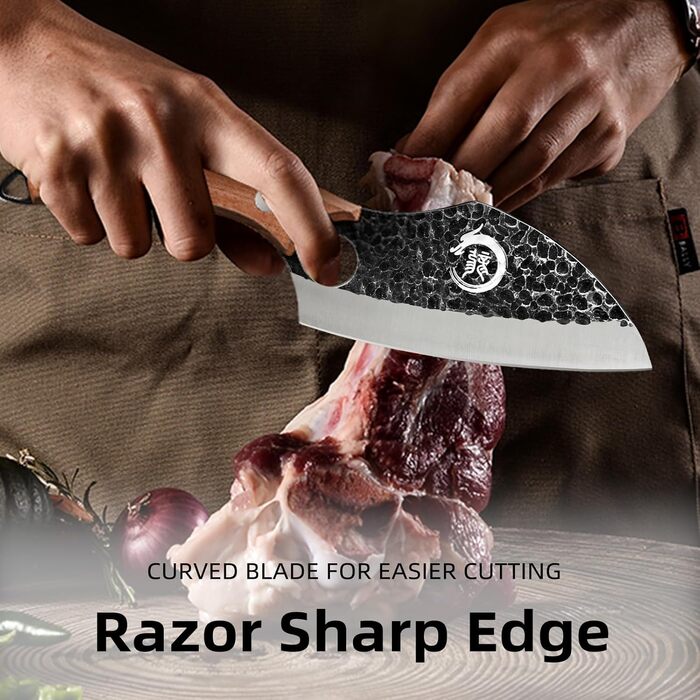 Кухонний ніж шеф-кухаря Plys 20см: професійний ніж з вуглецевої сталі з ергономічною ручкою