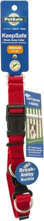 Нашийник для собак PetSafe KeepSafe, нейлон, міцний, з патентованою безпечною застібкою, для всіх порід, середній (2 дюйми), червоний (0.75 дюйми)