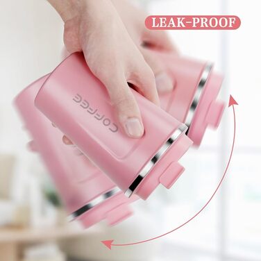 Термокружка Flintronic 510 мл з подвійними стінками, з нержавіючої сталі, з кришкою, для кави та чаю (рожевий)