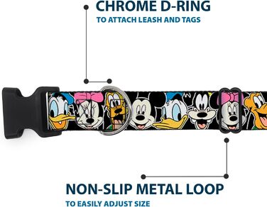 Гермо-нашийник Buckle-Down з класичними персонажами Disney, чорний, пластик, M (11-17 дюймів, 2.5 см)
