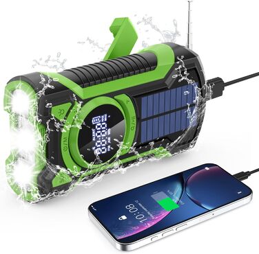 Радіостанція UMTTOO 5000 mAh з сонячною панеллю, Bluetooth, Powerbank, LED ліхтарик, SOS, для надзвичайних ситуацій