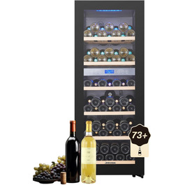 Kalamera 45 Bottle Dual Zone Wine Refrigerator - 120 Liter Capacity with LCD Display