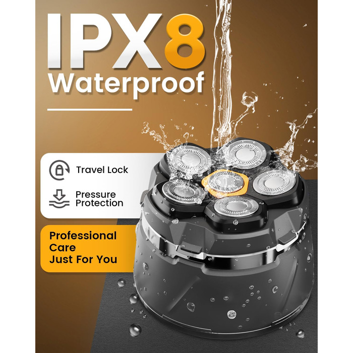Електричний гостростример для гоління чоловічий Glatzen, IPX8, 6D, LED, USB-C (FK-8790B)