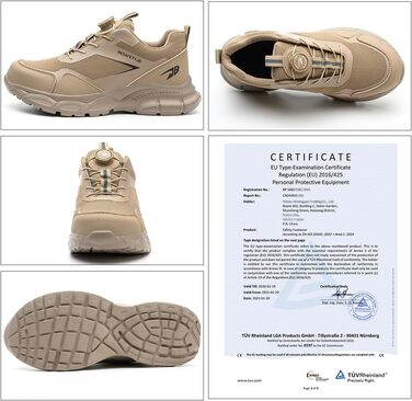 Робочі черевики чоловічі/жіночі легкі з металевим носком, дихаючі, протиковзкі, розмір 38-46 EU (Хакі, 41 EU)