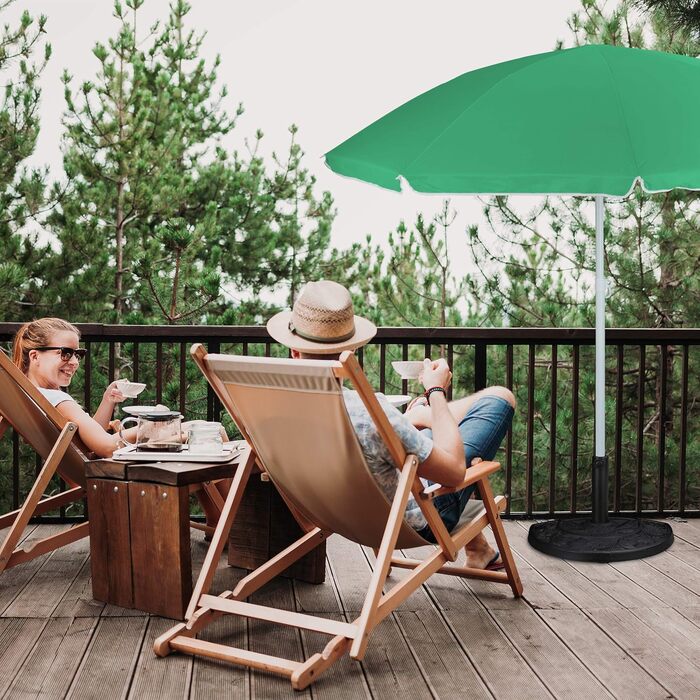 Relaxdays Half-Round Umbrella Stand, Weatherproof, Heavy, Garden & Terrace, Stock Size 38 mm, WxH: 50 x 32 cm, Brown