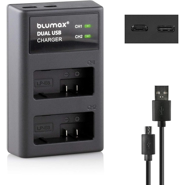 Запасний акумулятор Blumax 1100mAh для Panasonic Lumix: G5, G6, GX8, G70, G81, GH2, FZ200, FZ300, FZ1000, FZ2000, Leica V-Lux 4 + USB зарядний пристрій