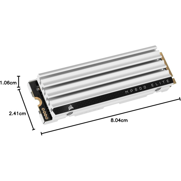 SSD Corsair MP600 Elite 1TB M.2 PCIe Gen4 x4 NVMe з кулером - для PS5 - Швидкість до 7000 МБ/с - Білий