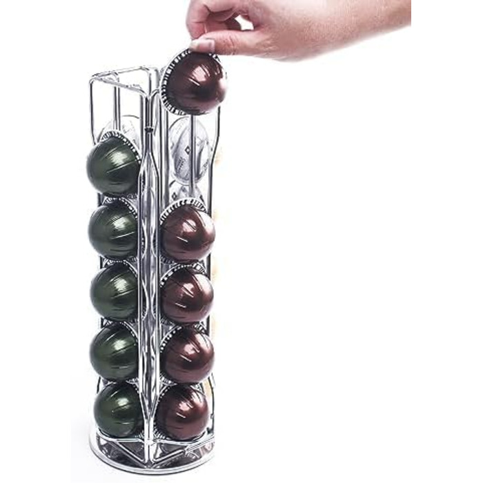 Тримач для капсул Nespresso Vertuo Sevenline – органайзер карусель на 20 капсул (срібний)