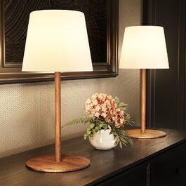 Світлодіодні настільні лампи EZVALO бездротові, 2 шт., IP65, USB-C, димування, 3 режими кольору, для дому та кемпінгу (дерев'яний колір)