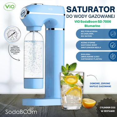 Сифон для газування води ViO SodaBoom SD-7006 blumarine + 2 балони CO2 по 425 г у комплекті