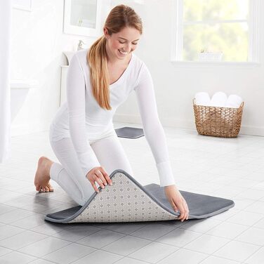 Килимок для ванної кімнати Wolke sieben з ефектом пам'яті (Memory Foam), протиковзкий та гігроскопічний, сірий, 43 x 61 см