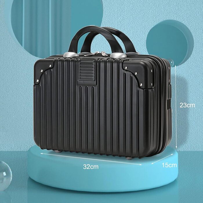 Waterproof Cosmetic Case Makeup Bag Lightweight Carry-on Beauty Case with Handle and Zipper, Women's Wear-resistant Hard Shell Travel Wash Bag for Trips (Black1)