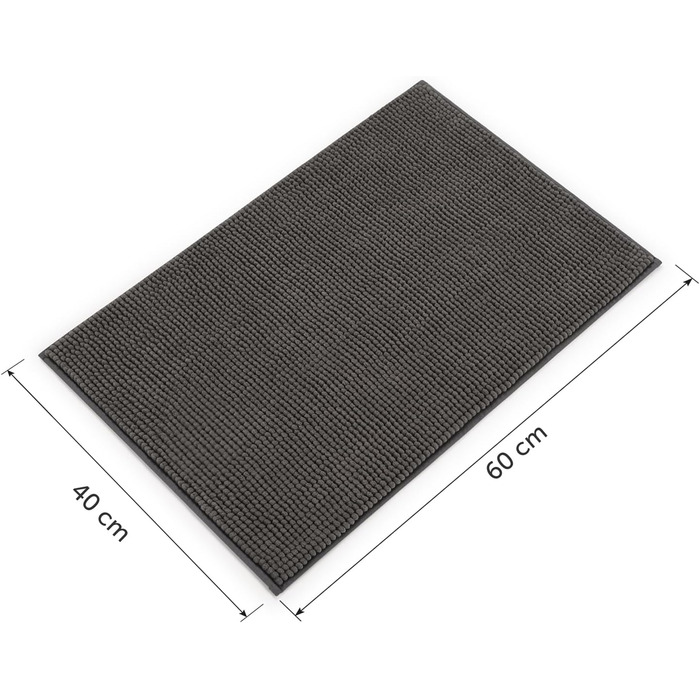 Килимок для ванної кімнати Blumtal Chenille 40x60 см - сертифікований Oeko-TEX, неслизький, миючий, сірий (темно-сірий)