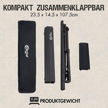 Складний кемпінговий стіл PORTAL алюмінієвий, регульована висота, 108x71 см, чорний - для пікніка, саду, подорожей