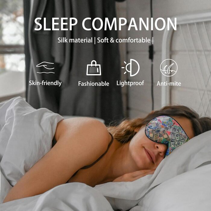 Шовкова маска для сну Townssilk 100% Silk - зручна та м'яка, з регульованими ремінцями, золотий зірка