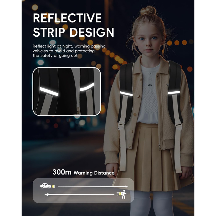 Шкільний рюкзак для дівчаток 2 в 1: рюкзак та сумочка, 3-7 клас, 45 см, чорний