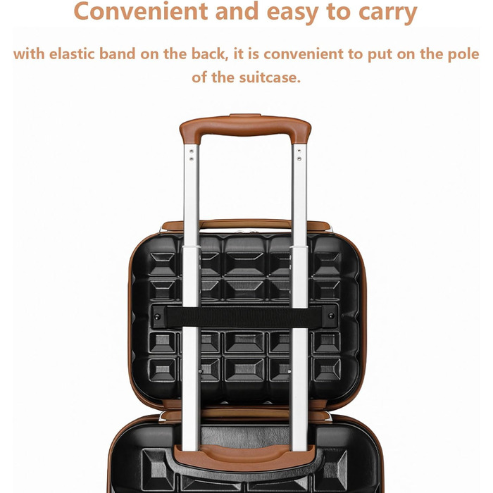 Набір валіз KONO 2 в 1: велика валіза + косметичка (чорний/коричневий, 72 см)